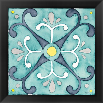 Framed Garden Getaway Tile III Teal Print