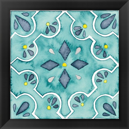 Framed Garden Getaway Tile II Teal Print