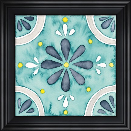 Framed Garden Getaway Tile I Teal Print