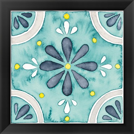 Framed Garden Getaway Tile I Teal Print