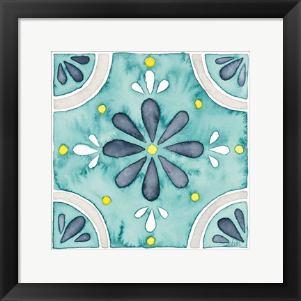 Framed Garden Getaway Tile I Teal Print