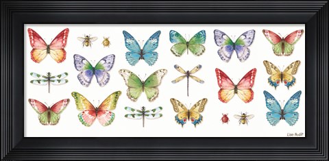 Framed Colorful Breeze Bright Butterflies and Bugs Print