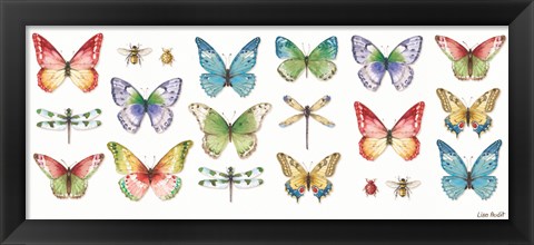 Framed Colorful Breeze Bright Butterflies and Bugs Print