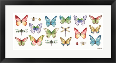 Framed Colorful Breeze Bright Butterflies and Bugs Print