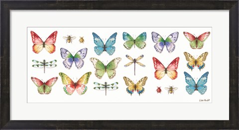 Framed Colorful Breeze Bright Butterflies and Bugs Print