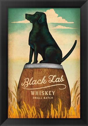 Framed Black Lab Whiskey Print