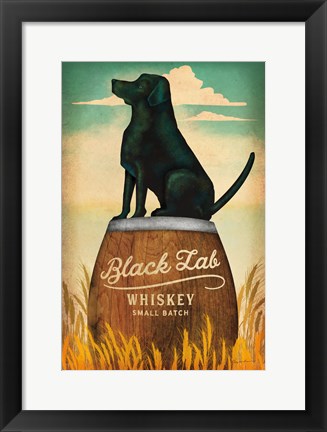 Framed Black Lab Whiskey Print