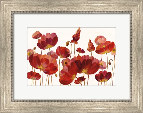 Framed Red Flowers on White Crop Print