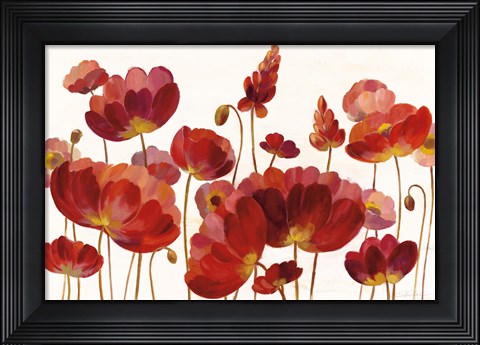 Framed Red Flowers on White Crop Print