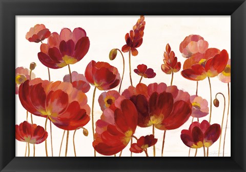 Framed Red Flowers on White Crop Print