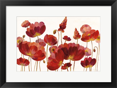 Framed Red Flowers on White Crop Print