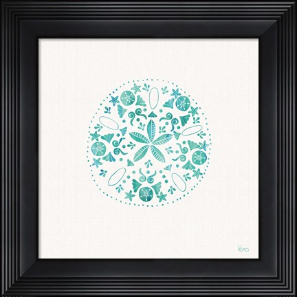 Framed Sea Charms II Teal no Words Print