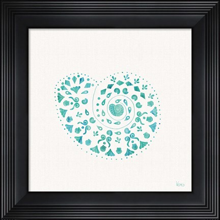 Framed Sea Charms IV Teal no Words Print