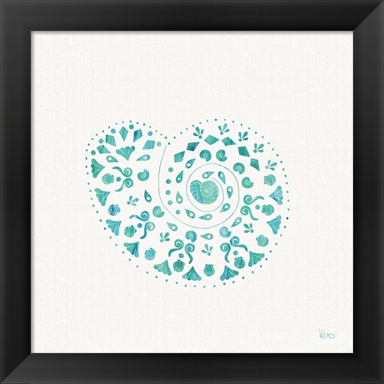 Framed Sea Charms IV Teal no Words Print