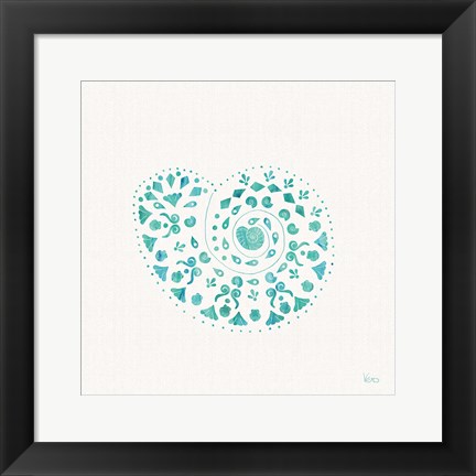 Framed Sea Charms IV Teal no Words Print