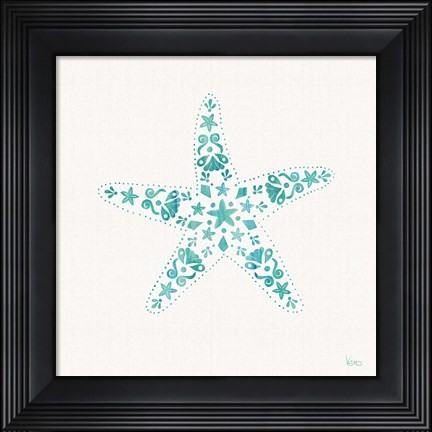 Framed Sea Charms I Teal no Words Print