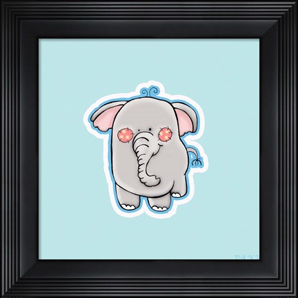 Framed Blue Background Elephant Print