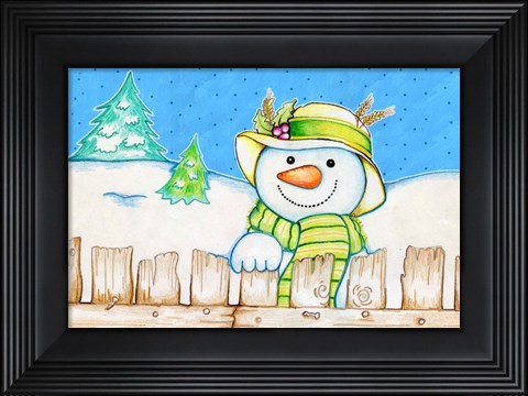 Framed Snowman Fence Print
