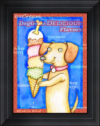 Framed Long Dog Tall Ice Cream Print