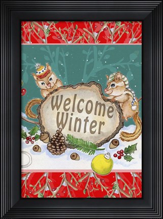 Framed Woodland Winter Welcome Print