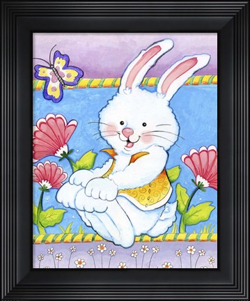 Framed Bunny and Flowers Print
