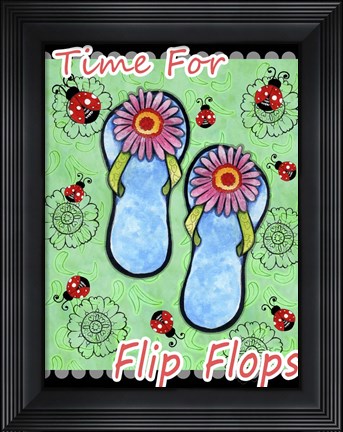Framed Daisy Flip Flops Print