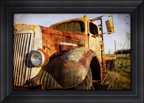 Framed White Truck, Driver's Side Print
