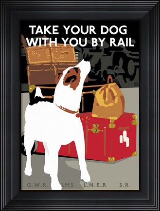 Framed Take Your Dog by Rail Print