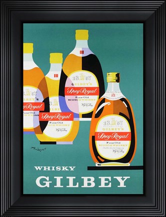 Framed Gilbey Whisky Print