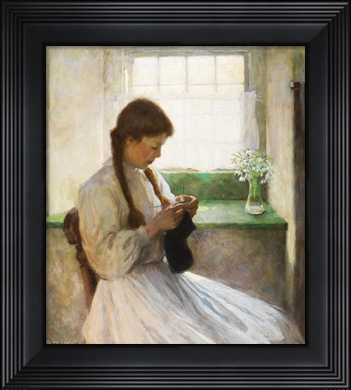 Framed Women Knitting Print