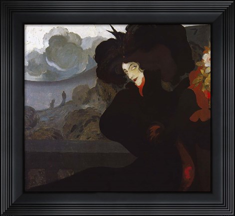 Framed De Feure La Dame Au Chapeau Noir 1899 Print