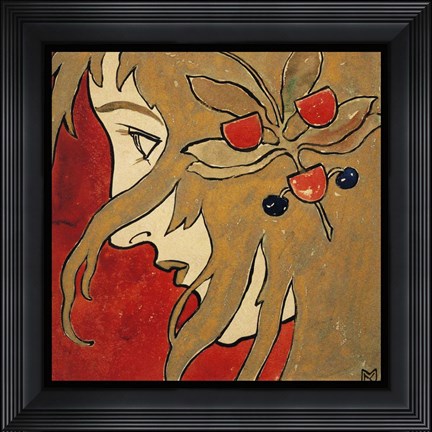 Framed Koloman Moser Profile Of A Girl Prep 1897 Print