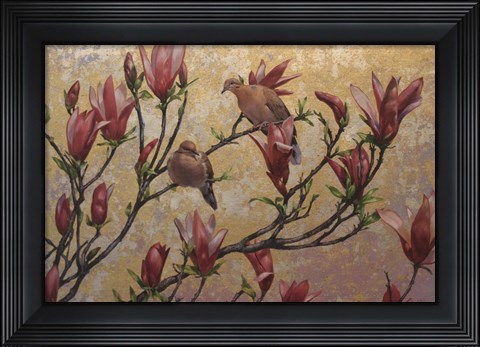 Framed Doves On Gold Print