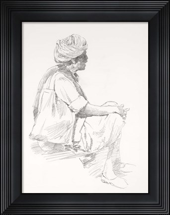 Framed Man Sitting Sketch Print