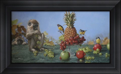 Framed Blue Monks Print