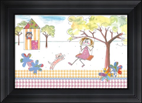 Framed Girl On Swing Print
