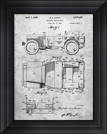 Framed Military Vehicle Body Patent Print
