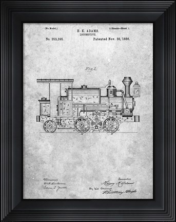Framed Locomotive Patent Print