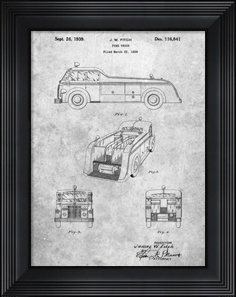 Framed Fire Truck Patent Print