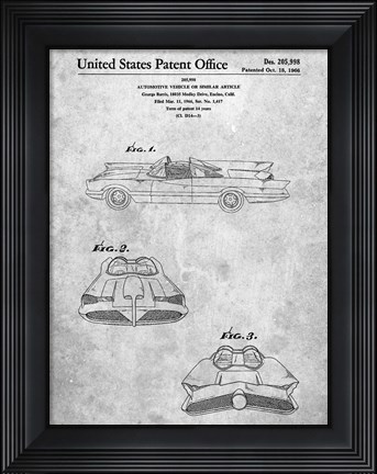 Framed Automotive Vehicle or Similar Article Patent Print