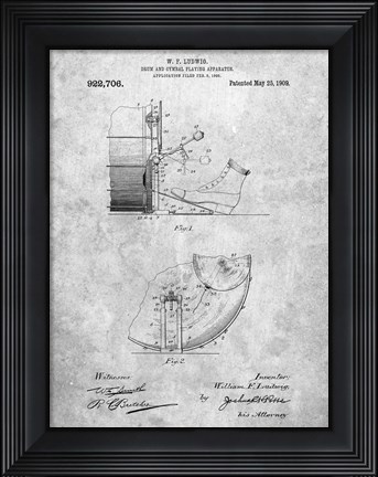 Framed Drum and Cymbal Playing Apparatus Patent Print