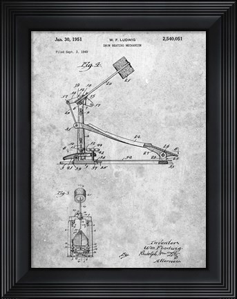 Framed Drum Beating Mechanism Patent Print