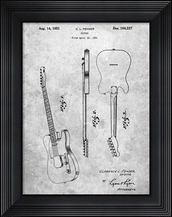 Framed Fender Guitar Patent Print