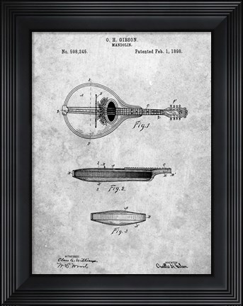 Framed Mandolin Patent Print
