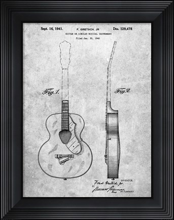 Framed Guitar of Similar Musical Instrument Patent Print