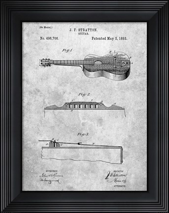Framed Stratton Guitar Patent Print