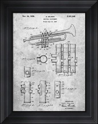 Framed Musical Instrument Patent Print