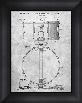Framed Snare Drum Patent Print