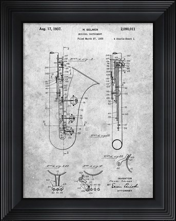 Framed Selmer Musical Instrument Patent Print