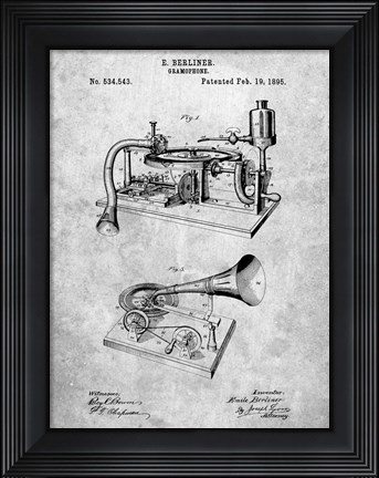 Framed Gramophone Patent Print